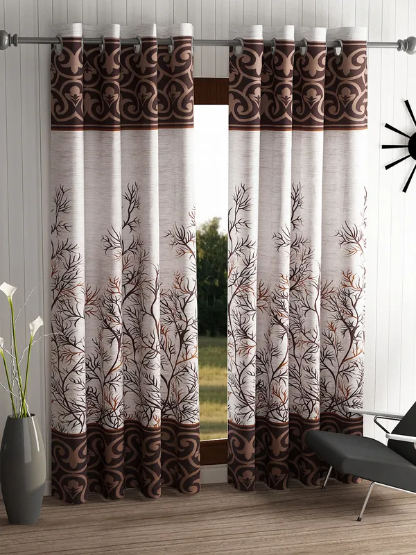 2_Pieces_Garden_Panel_Eyelet_Polyester_Curtains_-Brown