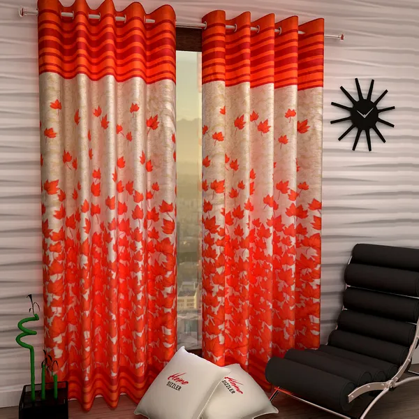 2_Piece_Mapple_Leaf_Eyelet_Polyester_Curtains_-_Rust
