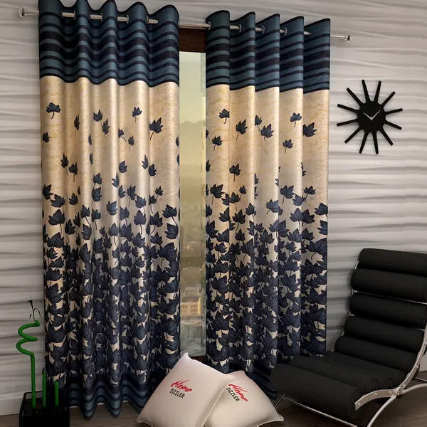 2_Piece_Mapple_Leaf_Eyelet_Polyester_Curtains_-_Grey