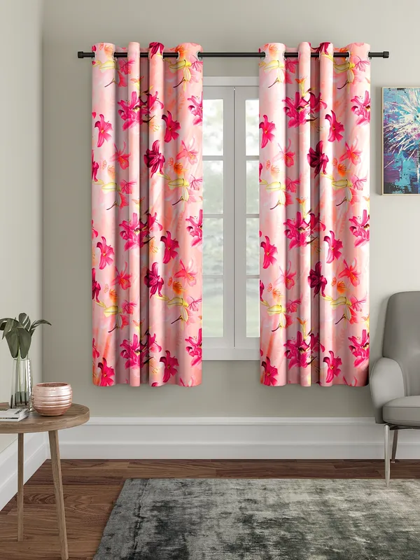 _2_Pieces_3D_Flower_Eyelet_Polyester_Window_Curtains_-_5_Feet,_Pink