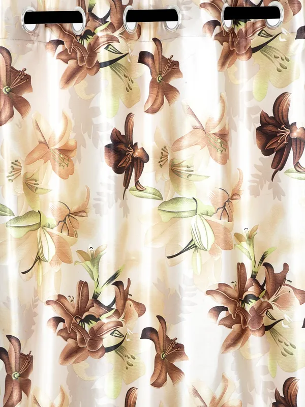 _2_Pieces_3D_Flower_Eyelet_Polyester_Window_Curtains_-_5_Feet,_Brown