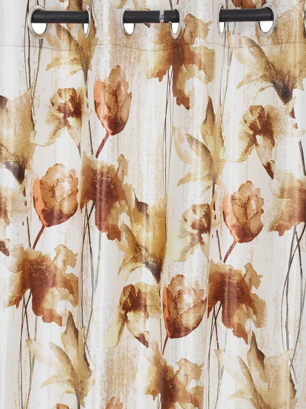 2_Pieces_Abstract_Eyelet_Polyester_Curtains_-_Brown