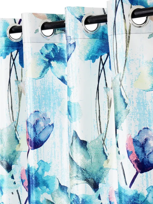 2_Pieces_Abstract_Eyelet_Polyester_Curtains_-Blue