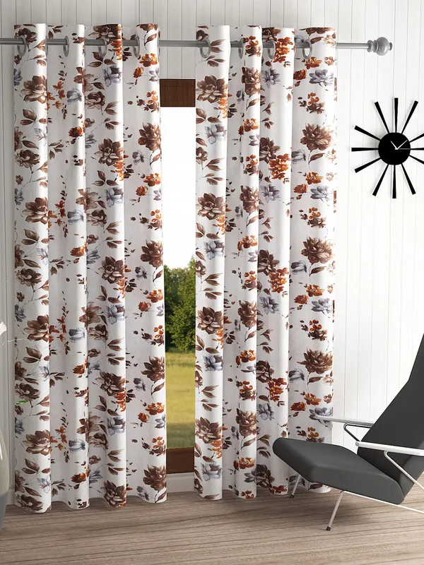 2_Piece_Windflower_Eyelet_Polyester_Curtains_-_Brown