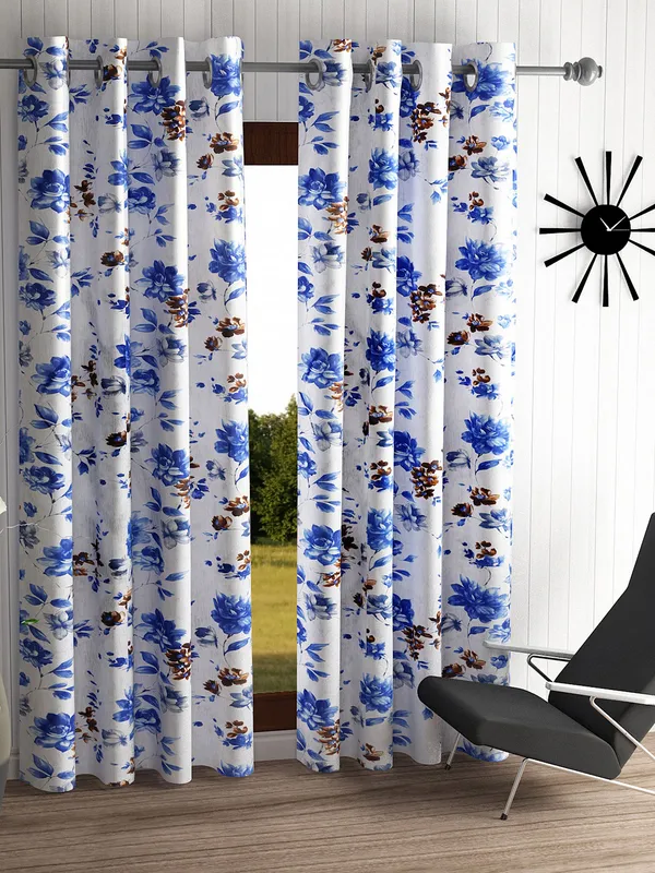 2_Piece_Windflower_Eyelet_Polyester_Curtains_-_Blue