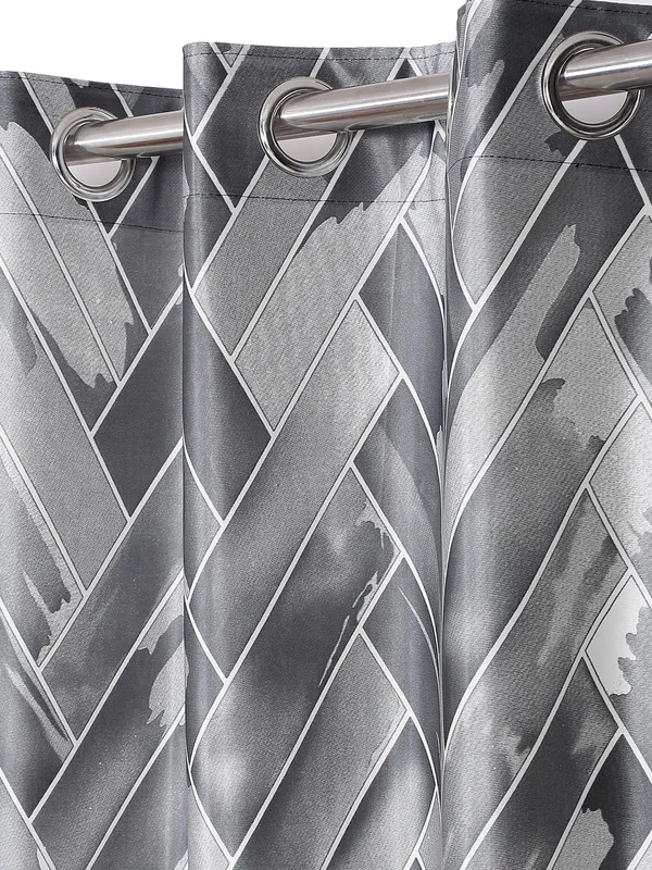 2_Pieces_Geometrical_Panel_Eyelet_Polyester_Curtains_-_Grey