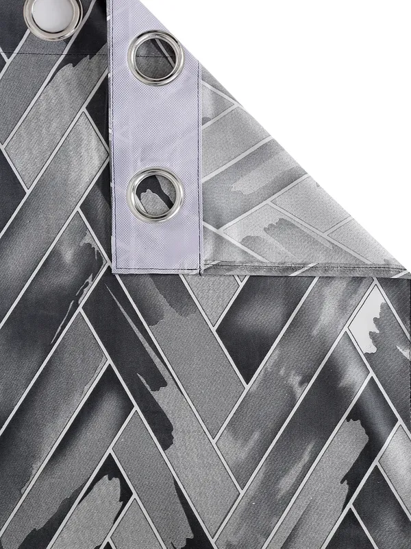 2_Pieces_Geometrical_Panel_Eyelet_Polyester_Curtains_-_Grey