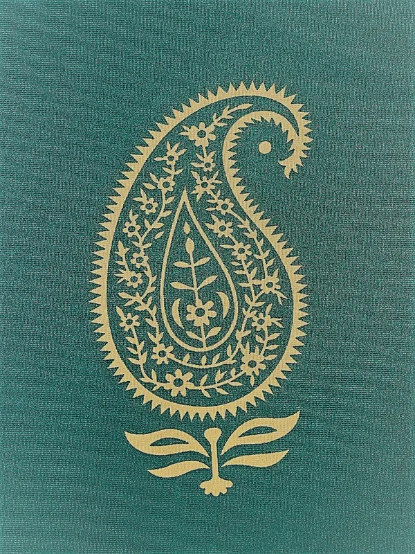 2_Pieces_Hand_Block_Gold_Paisley_Printed_Eyelet_Polyester_Curtains-Turquoise_Green