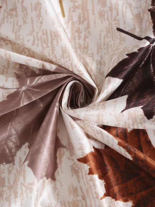 2_Pieces_3D_Maple_Eyelet_Polyester_Curtains_-_Brown