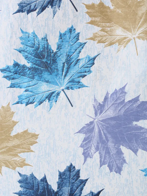 2_Pieces_3D_Maple_Eyelet_Polyester_Curtains_-_Blue
