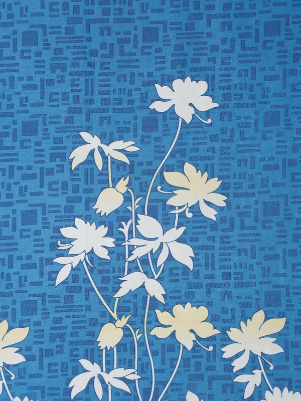 2_Piece_Flower_Border_Panel_Eyelet_Polyester_Curtains_-_Blue