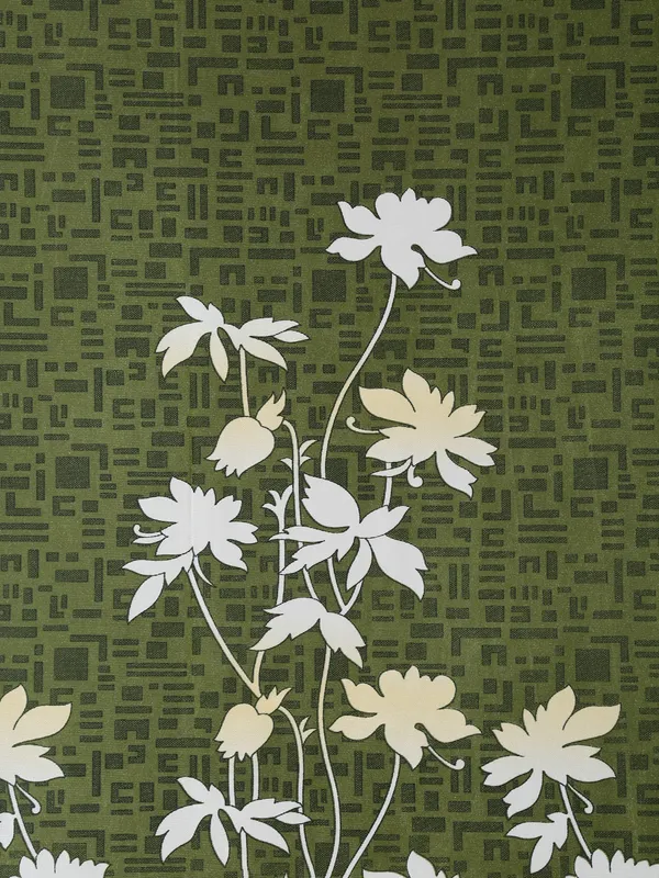 2_Piece_Flower_Border_Panel_Eyelet_Polyester_Curtains_-_Green