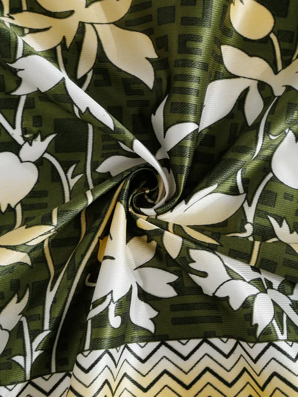 2_Piece_Flower_Border_Panel_Eyelet_Polyester_Curtains_-_Green