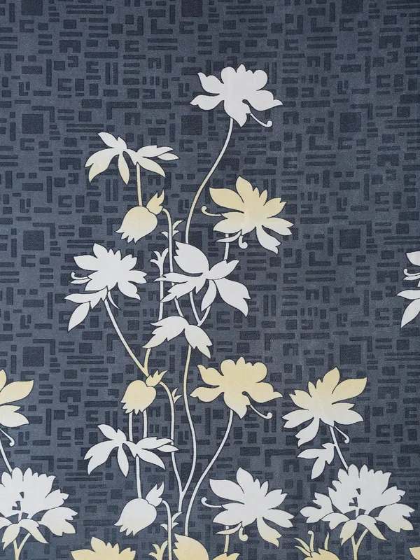 2_Piece_Flower_Border_Panel_Eyelet_Polyester_Curtains_-_Grey