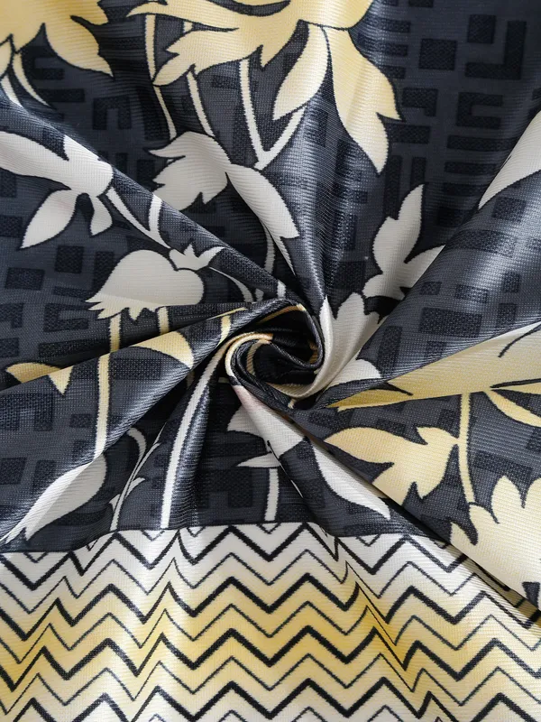 2_Piece_Flower_Border_Panel_Eyelet_Polyester_Curtains_-_Grey
