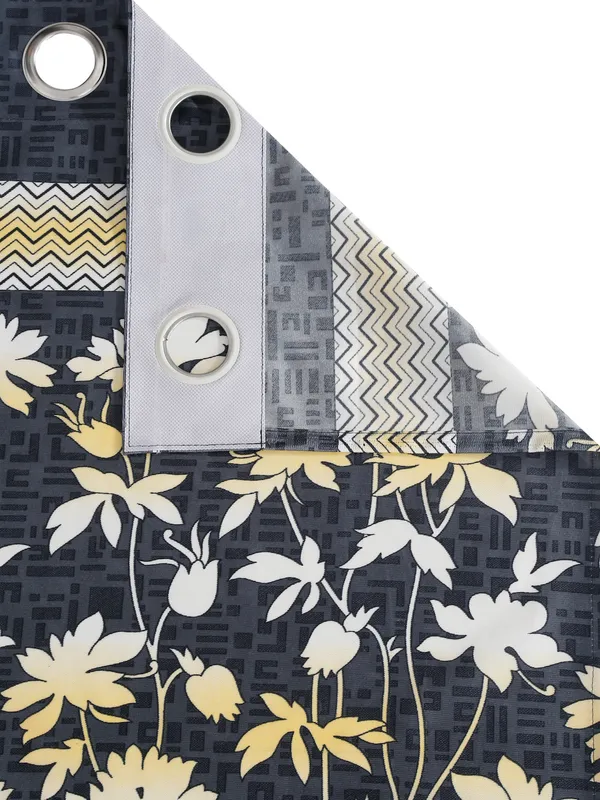 2_Piece_Flower_Border_Panel_Eyelet_Polyester_Curtains_-_Grey