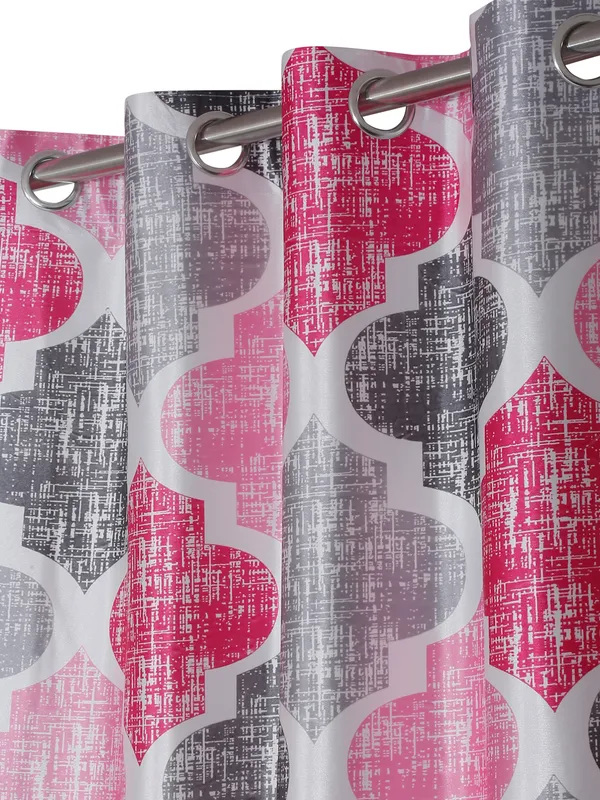 2_Piece_Moroccan_Motif_Eyelet_Polyester_Curtains_-_Pink