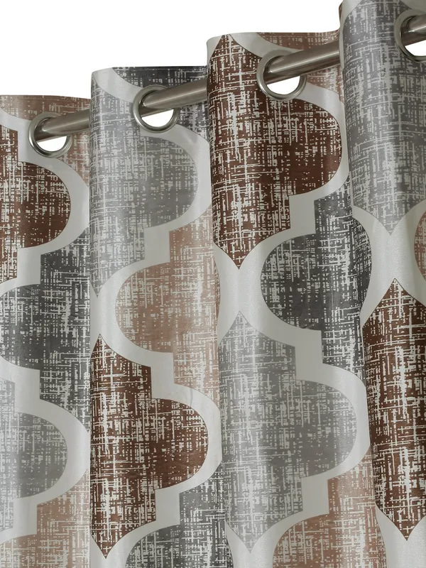 2_Piece_Moroccan_Motif_Eyelet_Polyester_Curtains_-__Brown