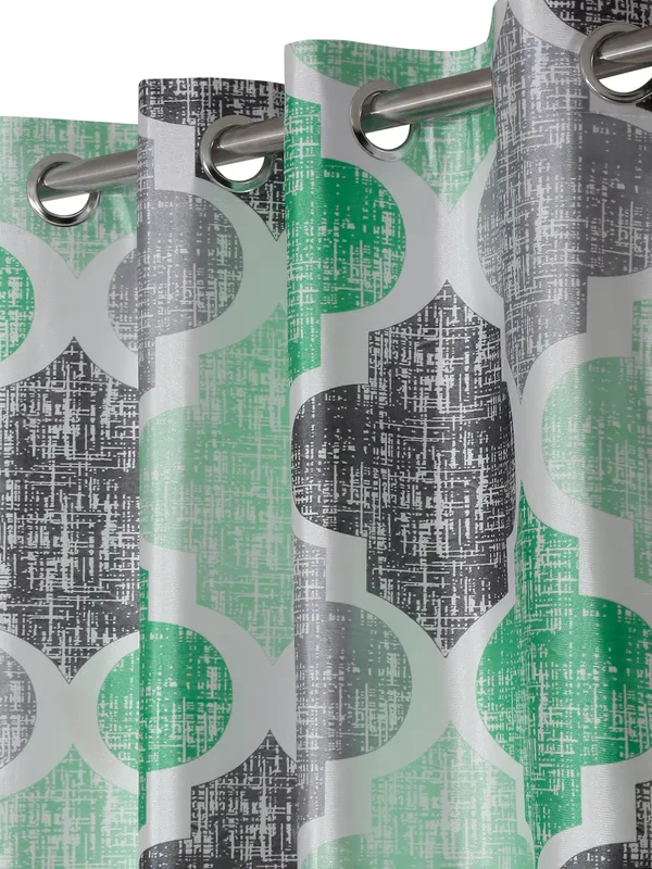 2_Piece_Moroccan_Motif_Eyelet_Polyester_Curtains_-_Green