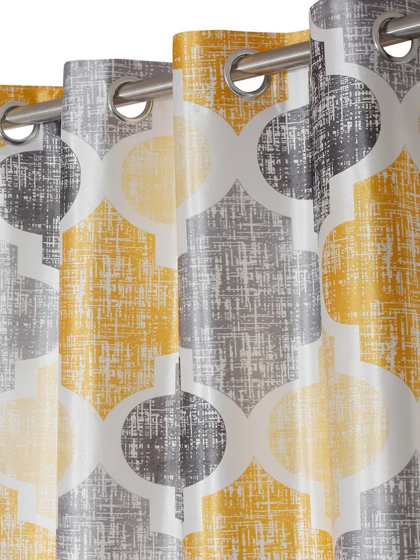 2_Piece_Moroccan_Motif_Eyelet_Polyester_Curtains_-_Yellow