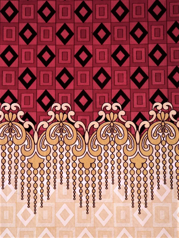 2_Piece_Ethnic_Motif_Border_Panel_Eyelet_Polyester_Curtain_-_Maroon