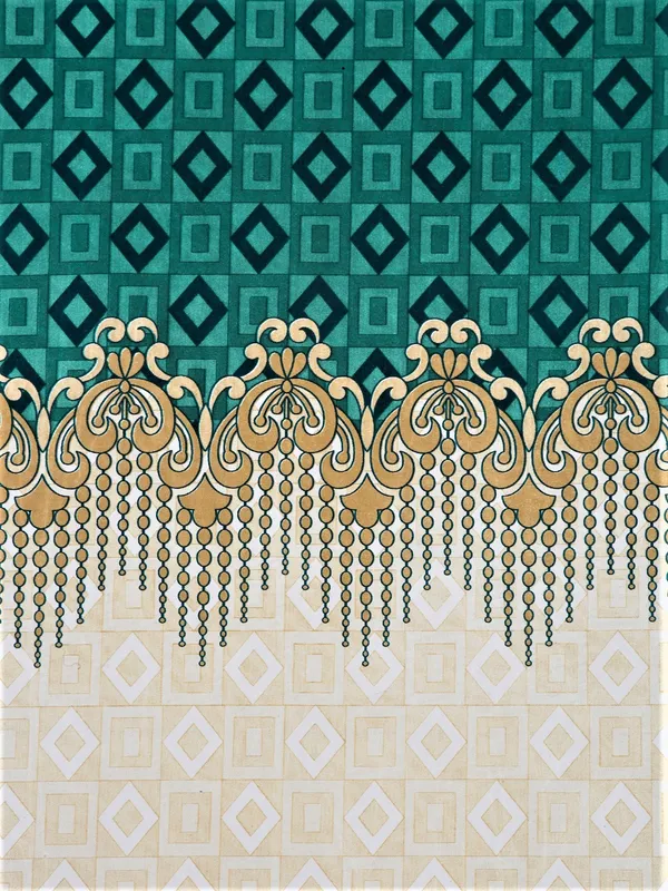 2_Piece_Ethnic_Motif_Border_Panel_Eyelet_Polyester_Curtain_-_Turquoise_Green