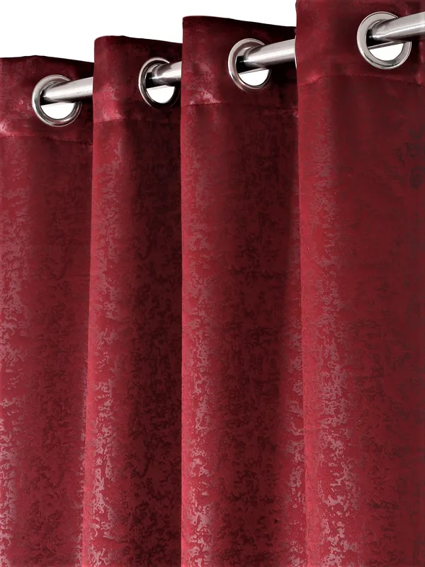 2_Pieces_100%_Blackout_Textured_Eyelet_Polyester_Curtains_-_Maroon