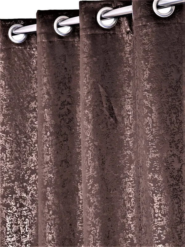 2_Pieces_100%_Blackout_Textured_Eyelet_Polyester_Curtains_-_Brown