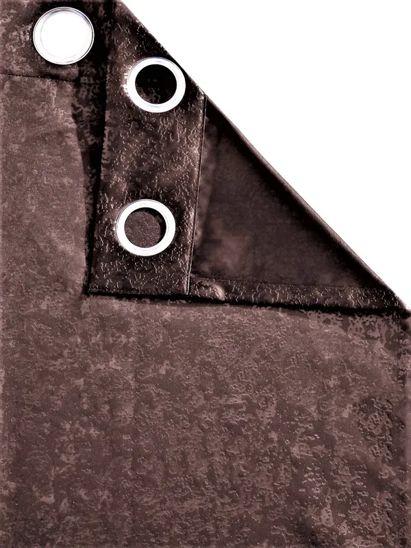 2_Pieces_100%_Blackout_Textured_Eyelet_Polyester_Curtains_-_Brown