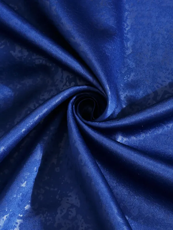 2_Pieces_100%_Blackout_Textured_Eyelet_Polyester_Curtains_-_Blue