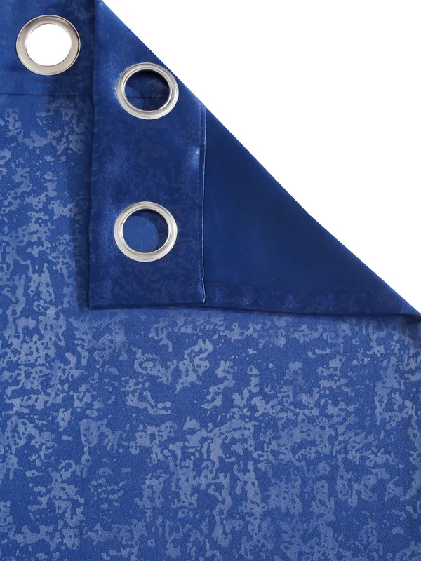 2_Pieces_100%_Blackout_Textured_Eyelet_Polyester_Curtains_-_Blue