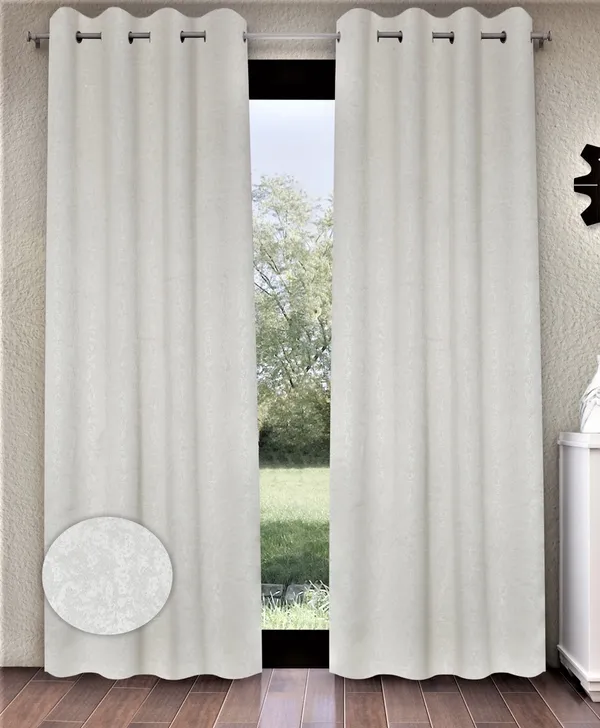 2_Pieces_100%_Blackout_Textured_Eyelet_Polyester_Curtains_-_Cream