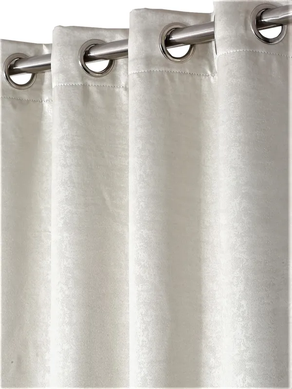 2_Pieces_100%_Blackout_Textured_Eyelet_Polyester_Curtains_-_Cream