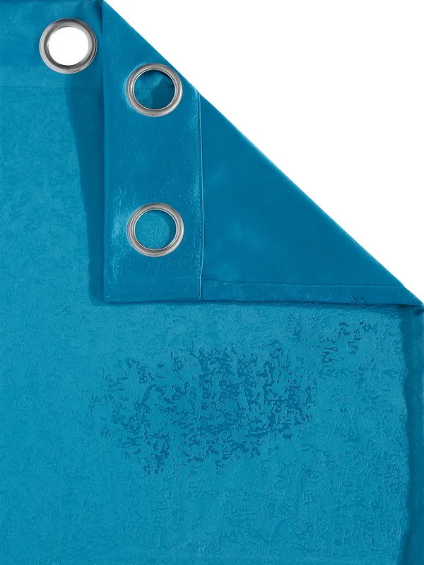 2_Pieces_100%_Blackout_Textured_Eyelet_Polyester_Curtains_-_Aqua