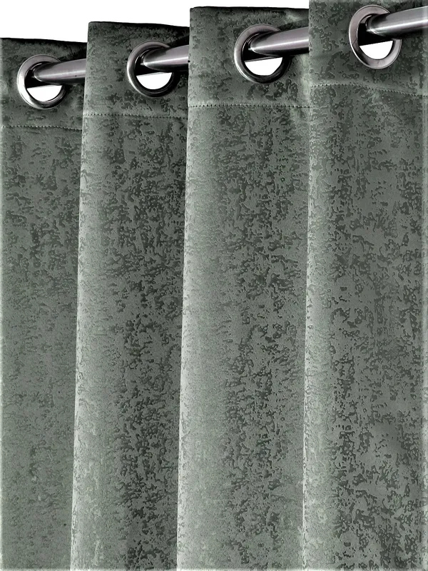 2_Pieces_100%_Blackout_Textured_Eyelet_Polyester_Curtains_-_Grey