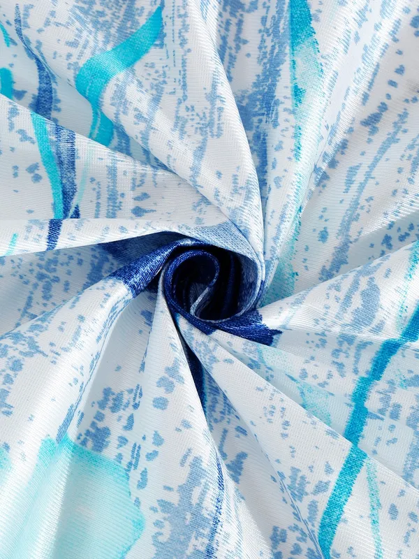 2_Pieces_Abstract_Garden_Eyelet_Polyester_Curtains_-_Blue