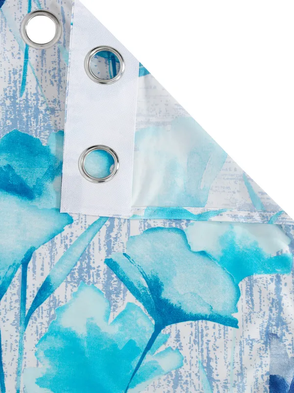 2_Pieces_Abstract_Garden_Eyelet_Polyester_Curtains_-_Blue