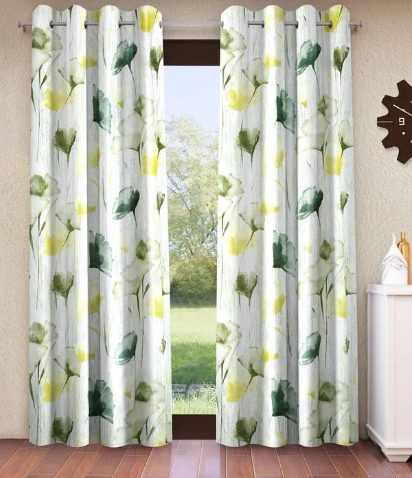 2_Pieces_Abstract_Garden_Eyelet_Polyester_Curtains_-_Green