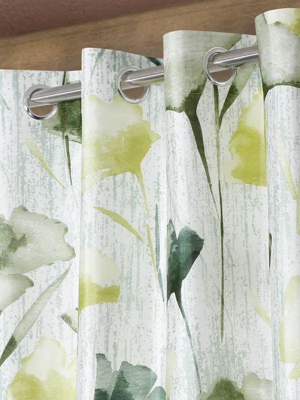 2_Pieces_Abstract_Garden_Eyelet_Polyester_Curtains_-_Green