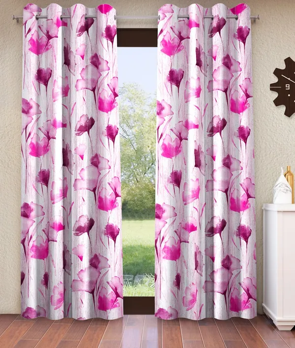2_Pieces_Abstract_Garden_Eyelet_Polyester_Curtains_-_Purple
