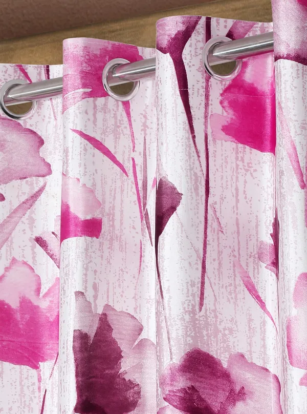 2_Pieces_Abstract_Garden_Eyelet_Polyester_Curtains_-_Purple