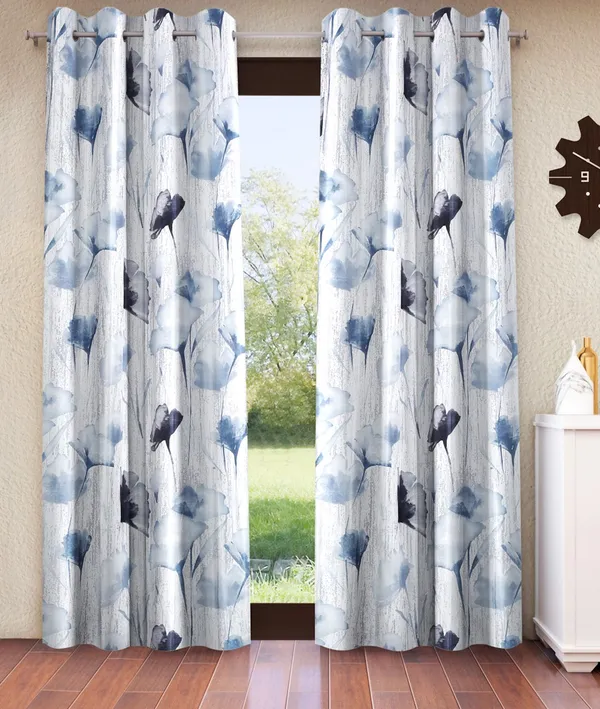 2_Pieces_Abstract_Garden_Eyelet_Polyester_Curtains_-_Grey