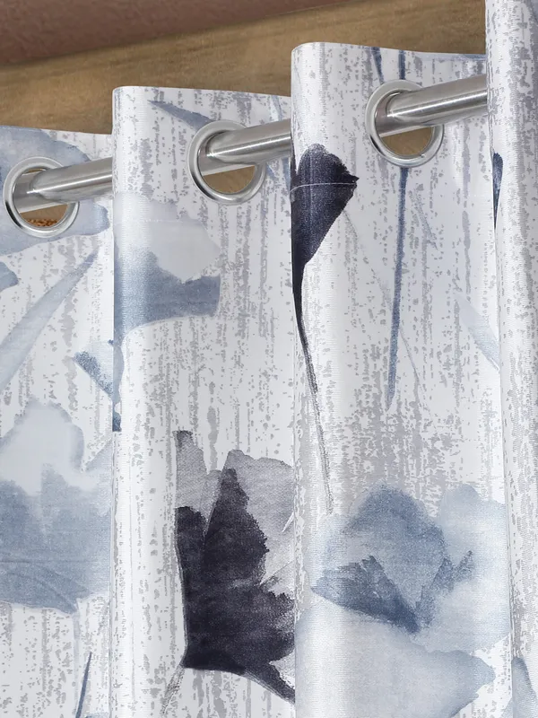 2_Pieces_Abstract_Garden_Eyelet_Polyester_Curtains_-_Grey