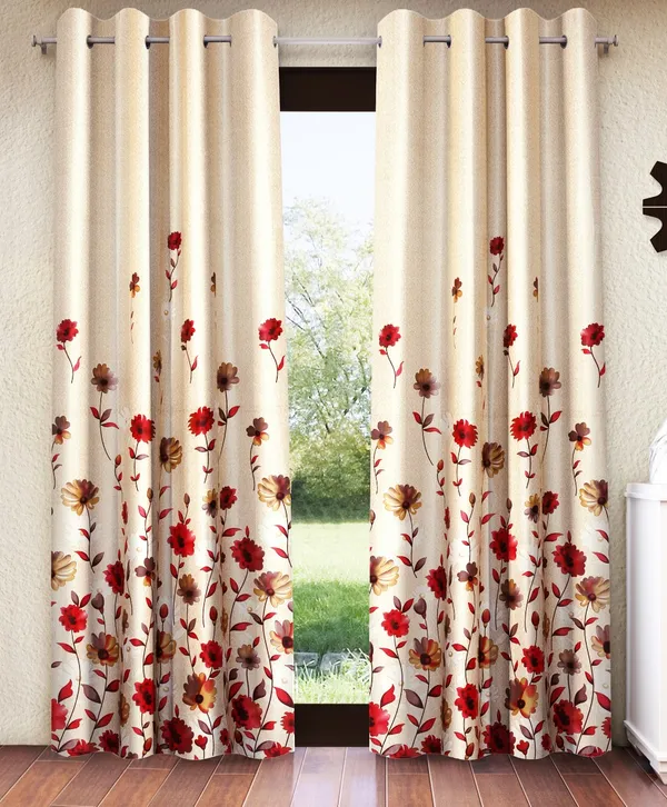 2_Pieces_Digital_Print_Eyelet_Polyester_Curtains_-_Maroon