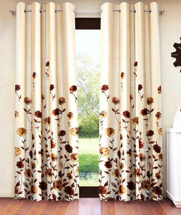 2_Pieces_Digital_Print_Eyelet_Polyester_Curtains_-_Brown