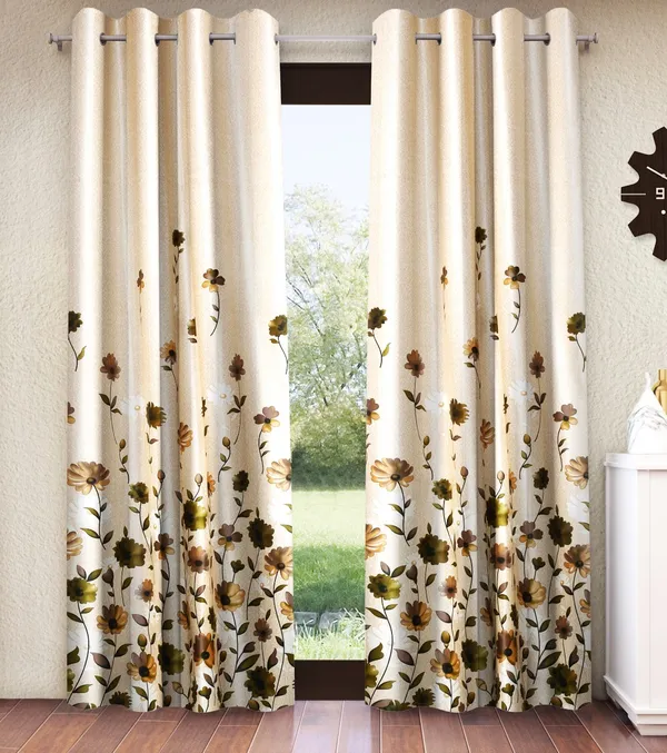 2_Pieces_Digital_Print_Eyelet_Polyester_Curtains_-_Green