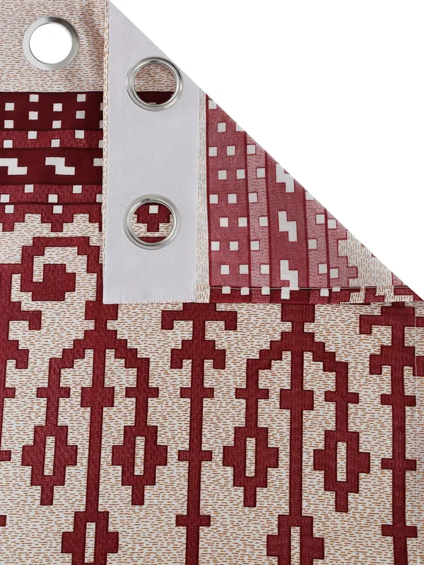 Home_Sizzler_2_Pieces_Leafy_Elegance_Panel_Eyelet_Polyester_Window_Curtains_-_5_Feet,_Maroon