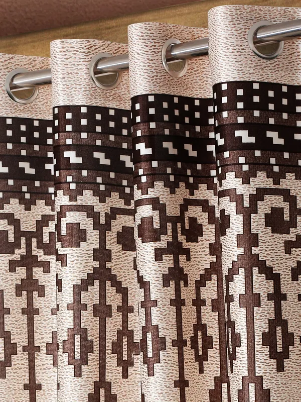 Home_Sizzler_2_Pieces_Leafy_Elegance_Panel_Eyelet_Polyester_Door_Curtains_-_7_Feet,_Brown