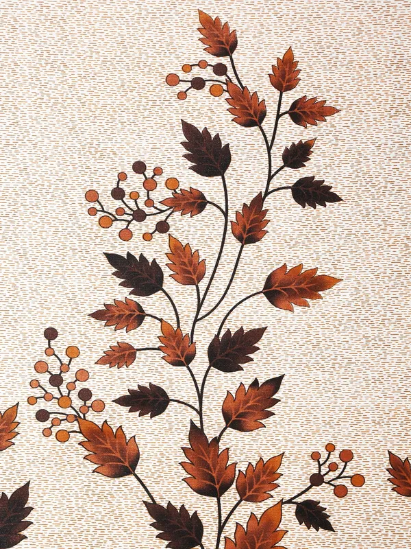 Home_Sizzler_2_Pieces_Leafy_Elegance_Panel_Eyelet_Polyester_Door_Curtains_-_7_Feet,_Brown