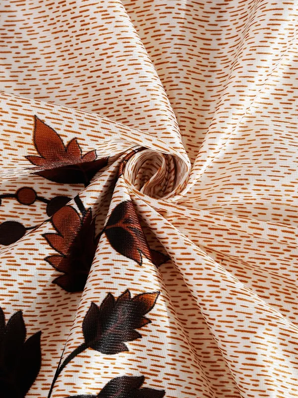 Home_Sizzler_2_Pieces_Leafy_Elegance_Panel_Eyelet_Polyester_Door_Curtains_-_7_Feet,_Brown